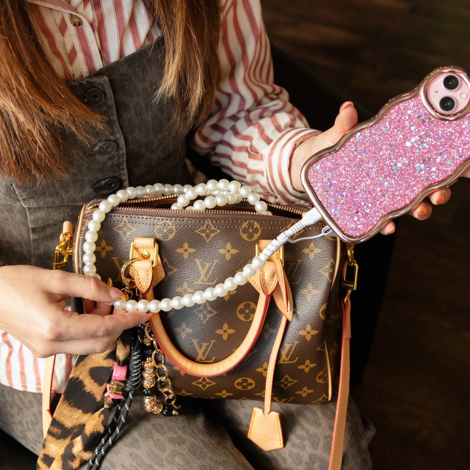 Beaded Phone Charger Pearl – Erimish