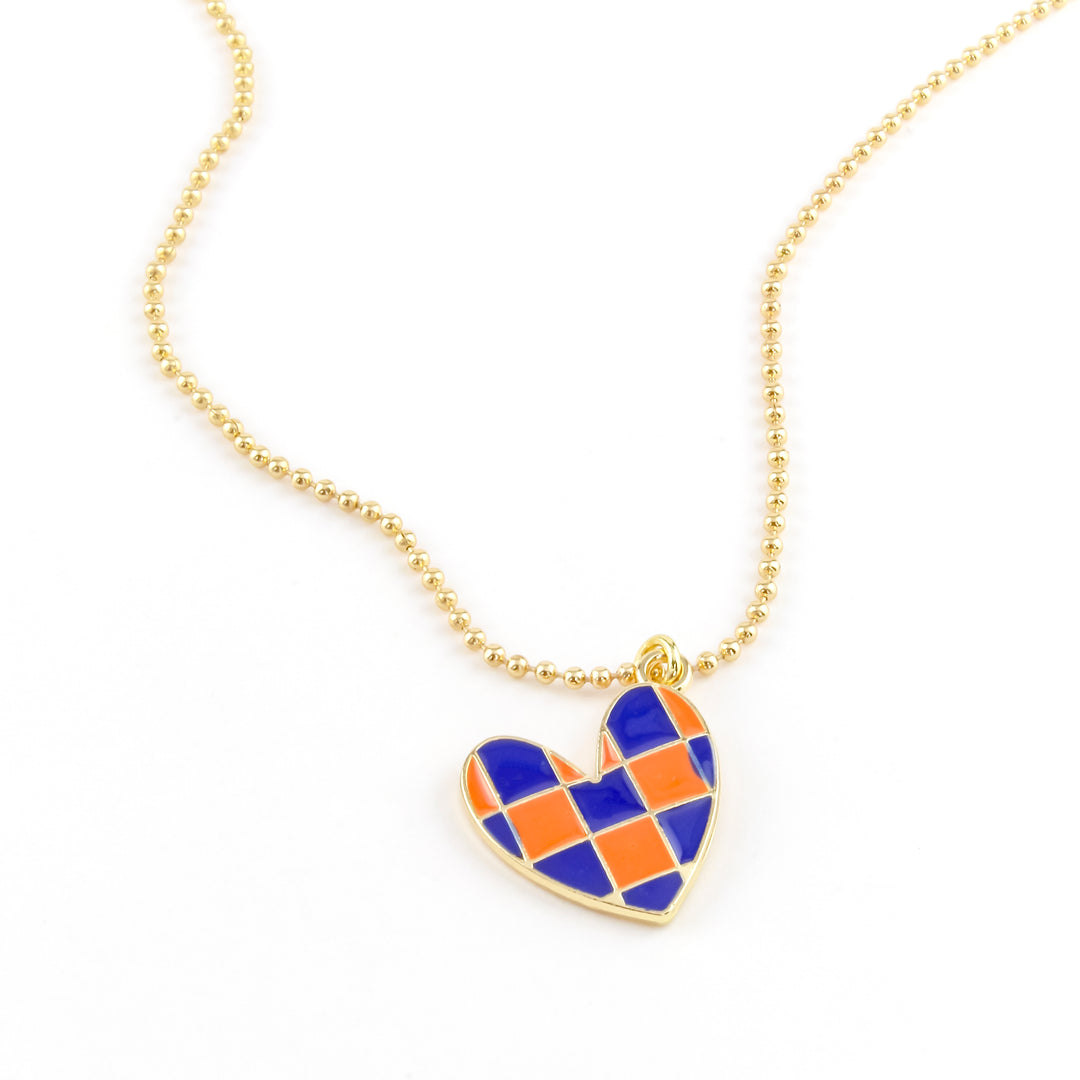 Checkered Heart Doug Necklace