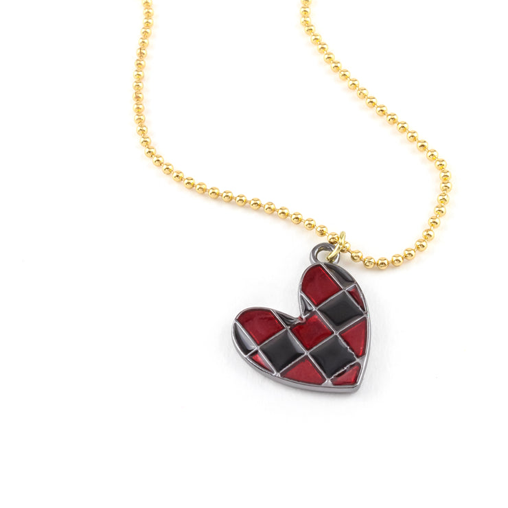 Checkered Heart Mike Necklace