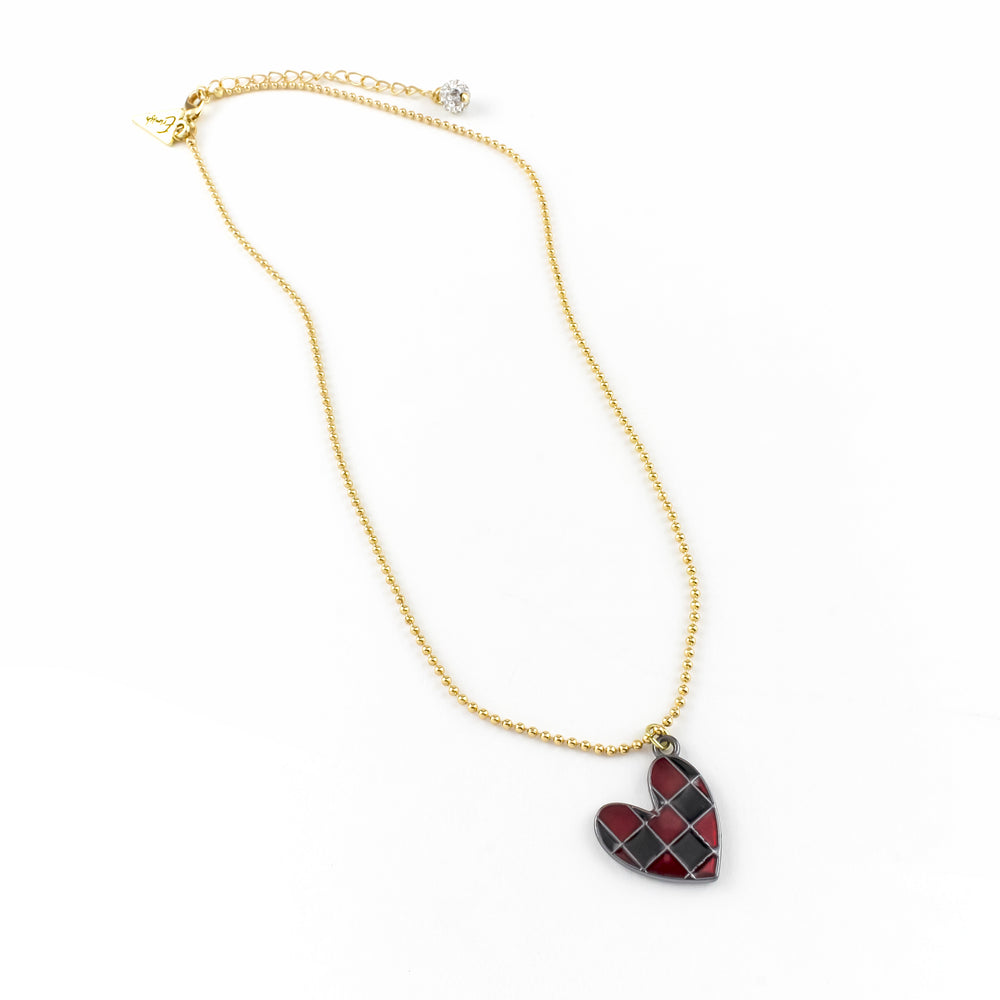 Checkered Heart Mike Necklace - Erimish