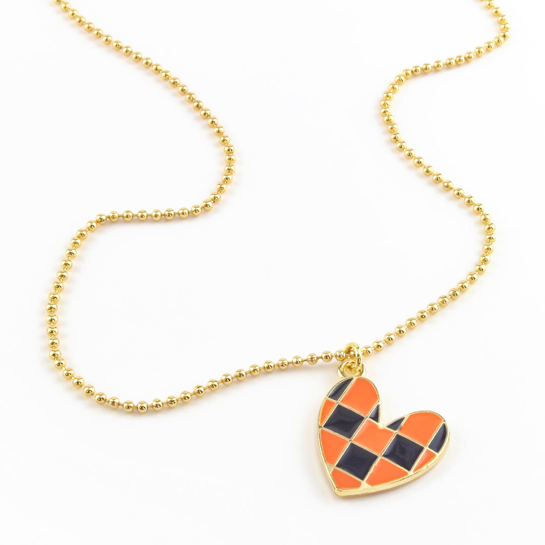 Checkered Heart Pete Necklace