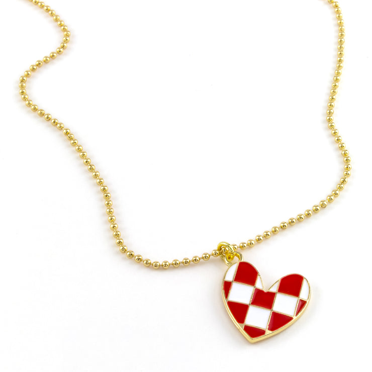 Checkered Heart Phillip Necklace