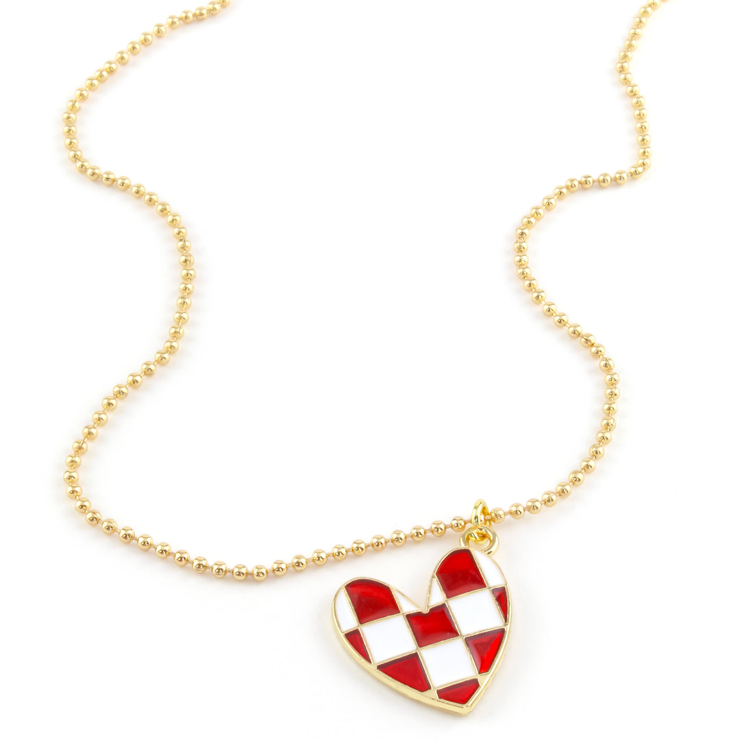 Checkered Heart Ron Necklace