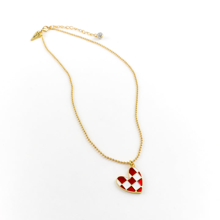 Checkered Heart Ron Necklace