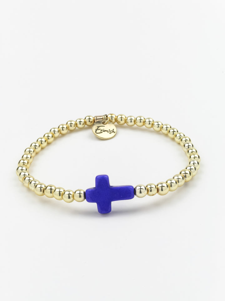 Cross Bracelet Gold/Blue