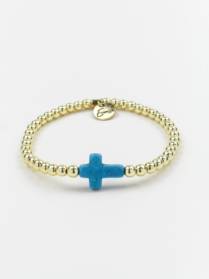 Cross Bracelet Gold/Turquoise