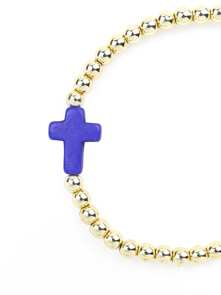 Cross Bracelet Gold/Blue