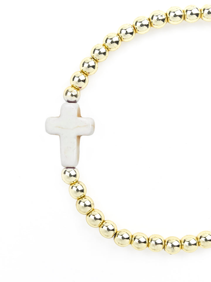 Cross Bracelet Gold/Cream