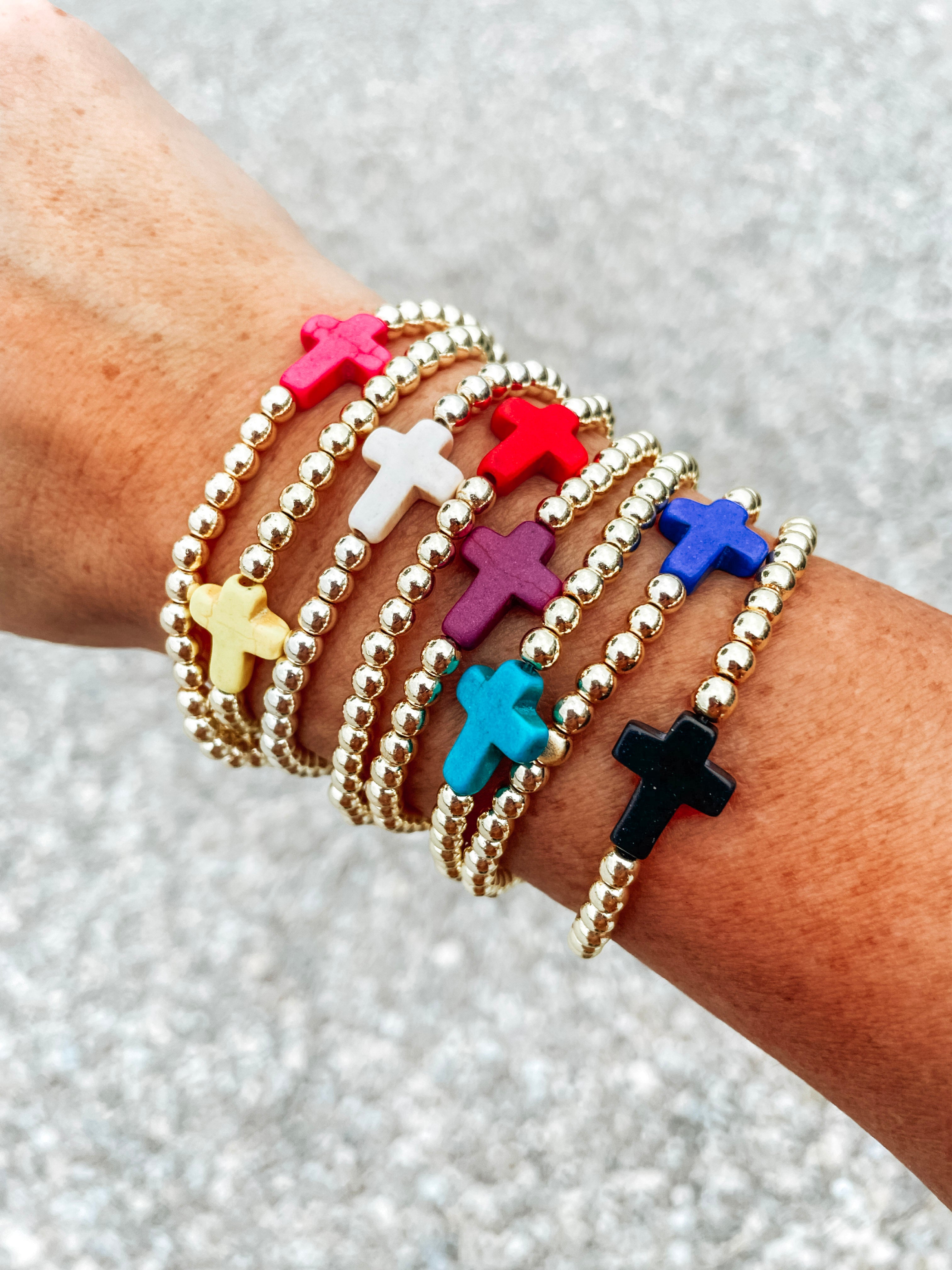 Cross Bracelet Gold Blue