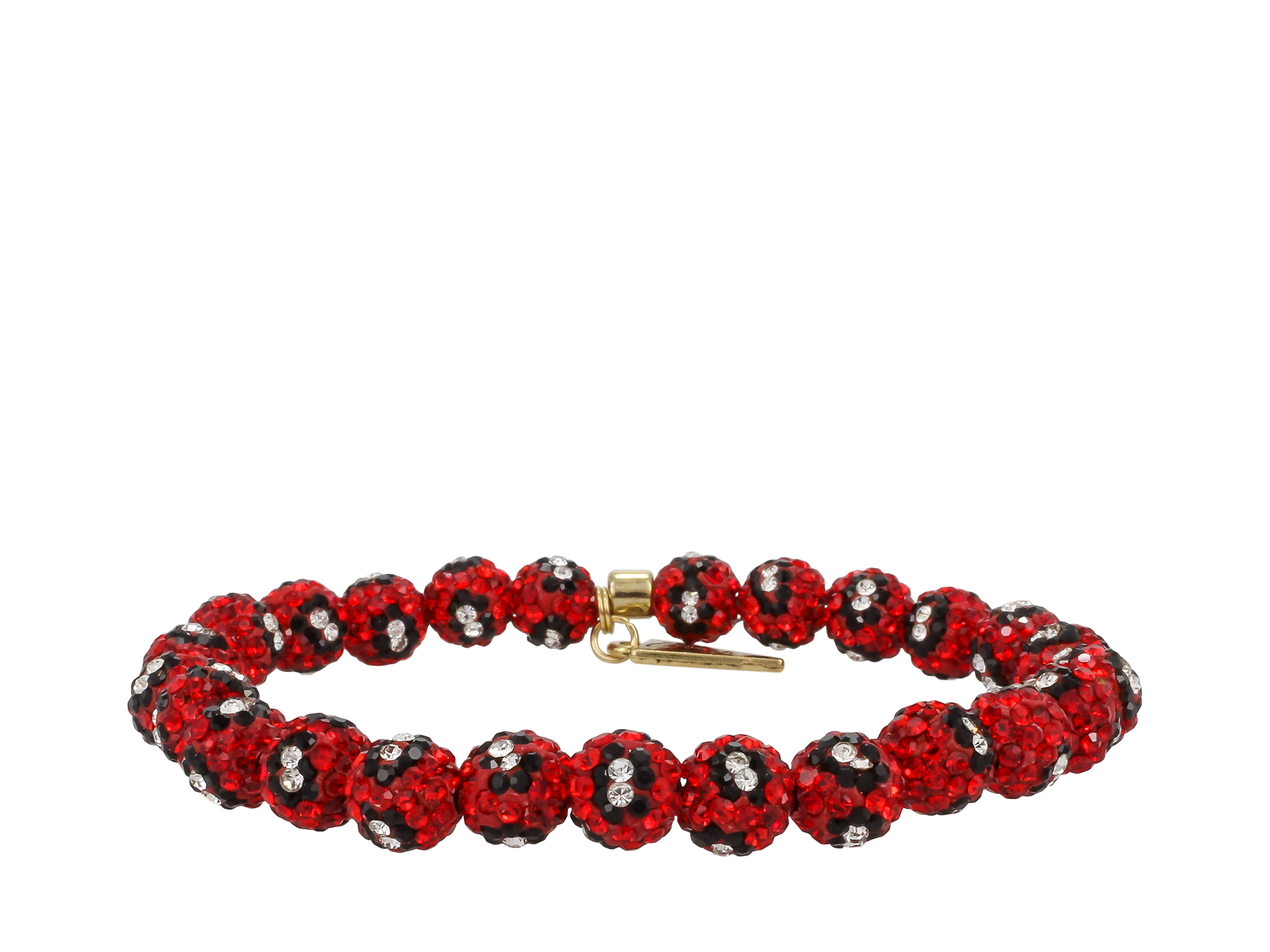 Silvertone White Red Navy Lucky Skull Shamballa Style Bracelet | Erwin Pearl