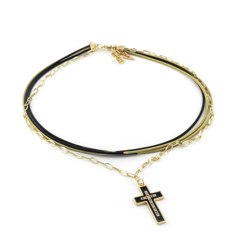 Midnight Cross Black Necklace - Erimish